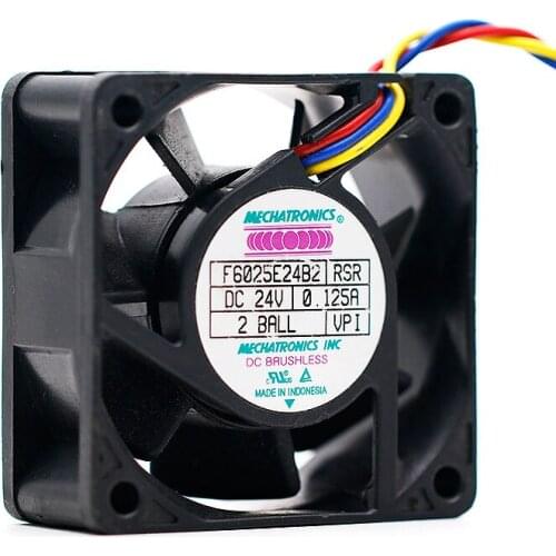 For mechatronics F6025E24B2 60mm 24V 0.125A Converter Cooling Fan Double Ball silent low noise