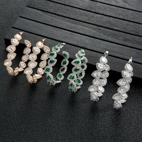 EYER New Design Round Shape Women Earrings Cubic Zirconia Multicolor Shining Crystal Luxury Sparlking Jewelry For Wedding Dating