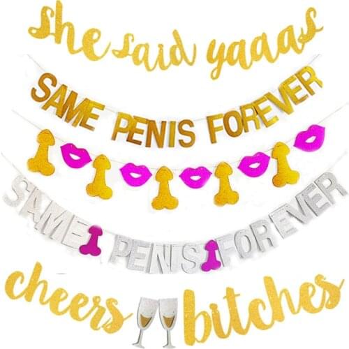 Free Shipping YAY Same Penis Forever Alphabet Letter Banner Bachelorette Party Garland Hen Party Banner