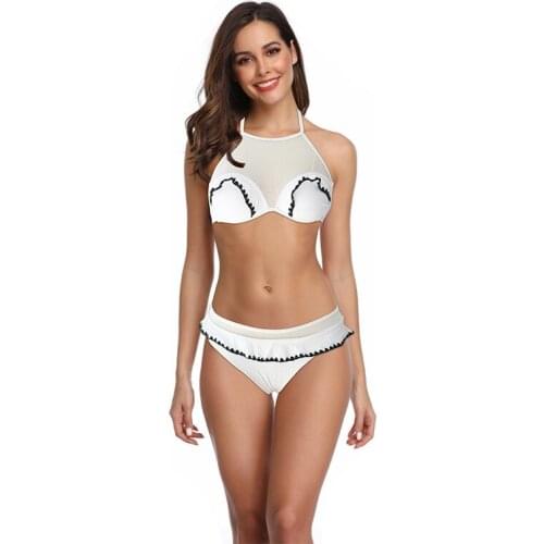 Swimwear for Women 2021 New Pure Color Lace Solid Style Sexy BiKini Set Swimsuits for Women 2 Piece Set Swimsuit Female Solid