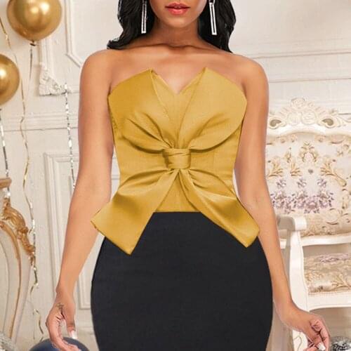 Women Tank Top Sexy Sleeveless Tube Top Halter Bow Slim Solid Color Ladies Tube Top Vest Vest Women Fashion Tops