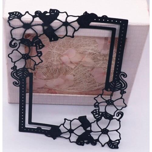 Flower Border Frame Metal Cutting Dies DIY Scrapbooking Album Paper Cards Decorative Crafts Embossing Making Template Stencil