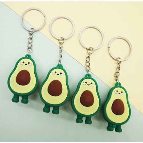 Fashion Simulation Fruit Avocado Smile Keychain 3D Resin Key Chains Jewelry Gift