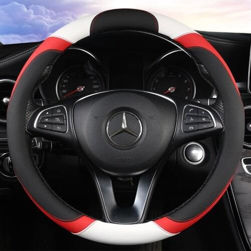 Anti Slip Car PU Leather Steering Wheel Cover for Mercedes Ben AMG 38cm Models A C CLA E GLA GLC GLE S B CLS Class Accessories