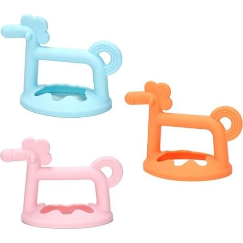2021 New Newborn Teething Molar Baby Silicone Teether Cute 3D Horse Shape Chewable Toy