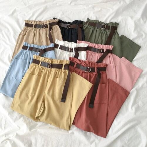 Supplier harem cotton loose straight soft casual style pants high elastic waist safari streetwear formal trousers for women