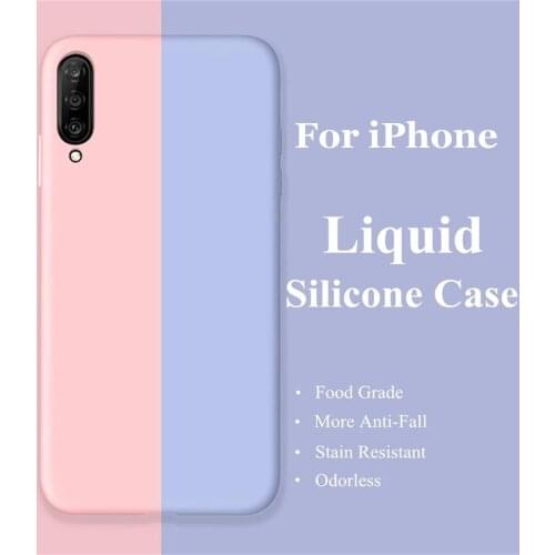 Solid Color Soft Liquid Silicone Cell Phone Case Mobile Accessories Anti-Scratch Back Cover For iPhone 7 8 X Xs 11 Pro Max XR