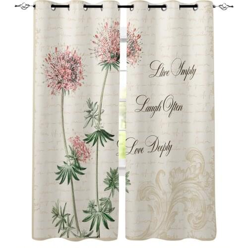 Mimosa Flower Retro Window Curtains for Living Room Bedroom Kitchen Modern Curtains Home Decoration Drapes Blinds