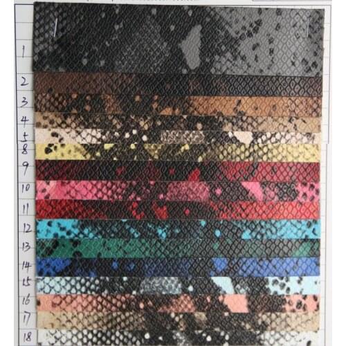 Wholesale artificial leather PU leather Snake Print serpentinite film synthetic PU leather fabric material