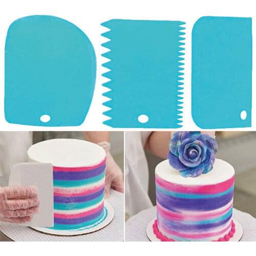 3Pcs/lot Cake Scraper Edge Cooking Cutters Set Comb Icing Smoother Bread Dough Fondant Cake DecoratingTools Baking Accessories