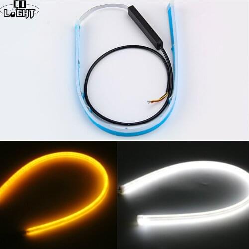 CO LIGHT Ultrafine Cars DRL 30cm 45cm 60cm LED Daytime Running Light White Turn Signal Yellow Guide Strip for Headlight Assembly