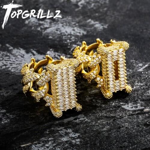 TOPGRILLZ NEW Luxury Baguette Zircon Clustered Band Ring Iced Out Micro Pave CZ Set Stones Hip Hop Fashion Jewelry Gift For Men