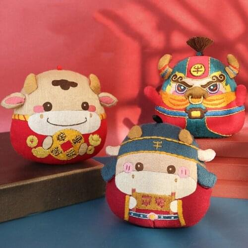 Chinese Traditional DIY Embroidery kit of Ox Year Mascot Cross Stitch Set Needlework Handmade Sewing Art Craft Home Decor