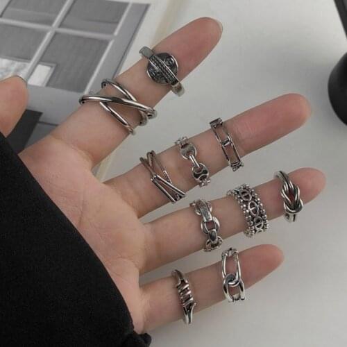 U-Magical Hiphop Double Layer Star Huggie Knotted Ring for Women Open Adjustable Metal Letter Hollow Index Finger Ring Jewelry