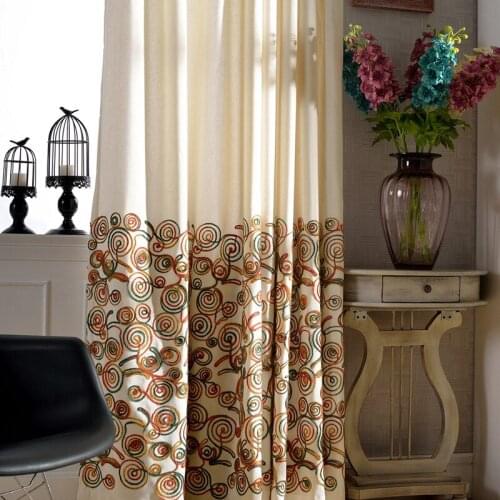 Memory Curtains for Living Dining Room Bedroom Ring-Simple and Modern Cotton and Linen Curtain Fabric Embroidered Embroidery