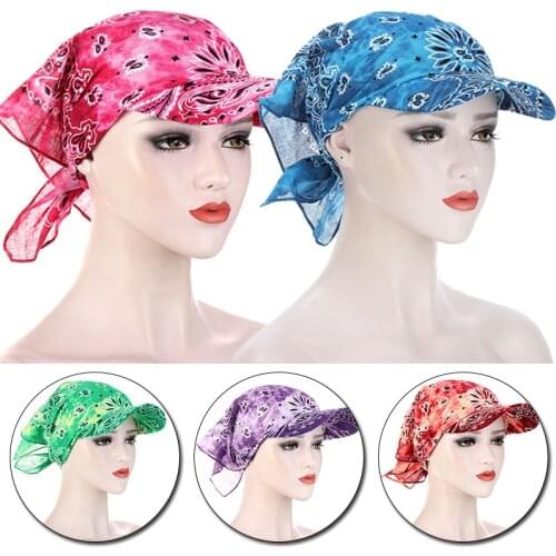10 Colors Women Florial Printed Caps Sunscreen Bandana Headscarf Sunhats Adjustable Lace-up Cap Ladies Leisure Outdoor Supplies