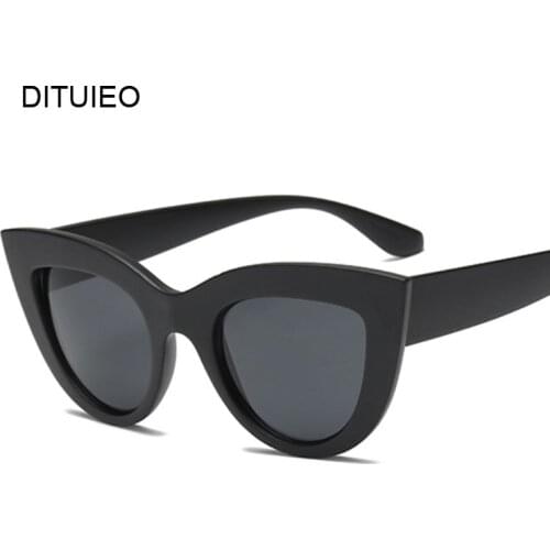 Women Cat Eye Sunglasses Fashion Luxury Brand Designer Lady Female Mirror Points Sun Glasses For Women Lunettes Femme Black