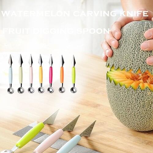1PC Creative Fruit Carving Knife Watermelon Baller Ice Cream Dig Ball Scoop Spoon Baller DIY Assorted Cold Dishes Tool Random
