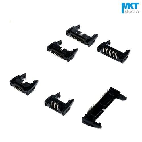 10Pcs 2.54mm Pitch DC2 Male IDC Connector Socket Header ISP JTAG With Hook Horn Sample 8P 10P 12P 14P 16P 18P 20P