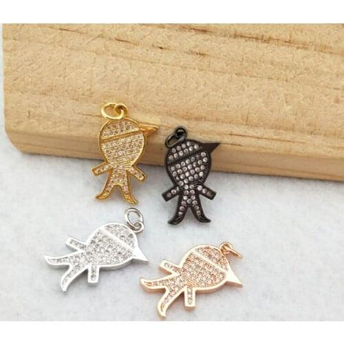 10 Pieces Tiny CZ crystal Boy shaped Charm pendant CZ zircon Stone Micro pave Pendant Finding DIY necklace Jewelry PD896