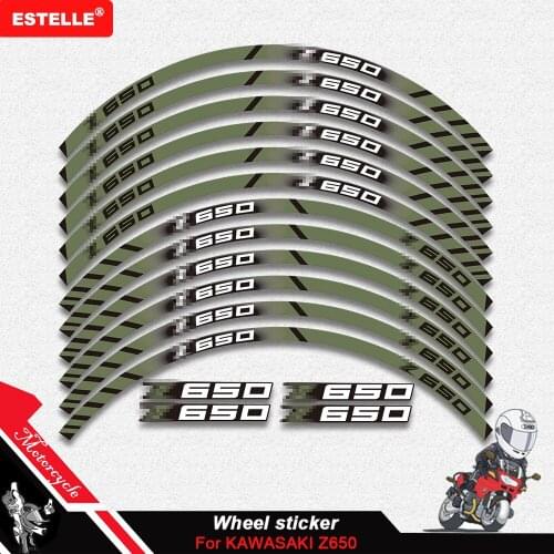 New high quality 12 Pcs Fit Motorcycle Wheel Sticker stripe Reflective Rim For KAWASAKI z 650 Z650 Z 650
