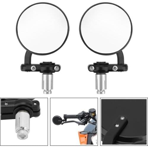 2Pcs Motorcycle Round Mirror Handlebar End Rearview Hand Bar Universal Handle Bar Motorbike Side Mirrors For Cafe Racer