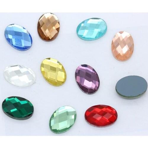 20p 8x10mm Oval Color Glass stone Foiled Flat back Non-Hotfix faceted crystal rhinestones Jewels Cabochon button Scrapbook craft