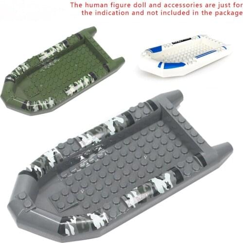3 Colors Military Camouflage Rubber Boat Building Block DIY Toys Mini Rubber Dinghy Boat Yacht Brick Toys For Children