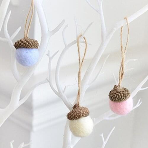 6Pcs Christmas Simulation Wool Felt Acorn Xmas Tree Hanging Pendant Ornament DIY Crafts Supplies Christmas Decoration for Home