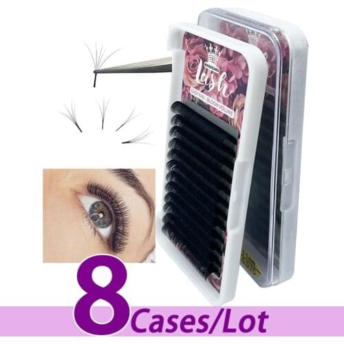 8pcs/lot Popular 8-20mm matte easy fan lashes eyelash extension wholesale premium faux Mink easy fan volume eyelash Extension
