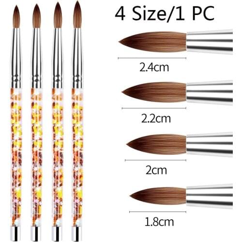 1PC Acrylic Nail Brush Pure Nylon Hair Round Oval Professional Nail Art Painting Brush With Special Liquid Glitter Handle Hot