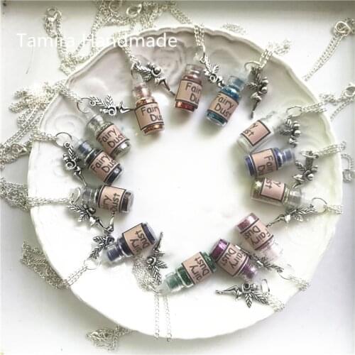 13 Colors Hand Made glittery Powder great gift for Kid Sliver colour Pretended Play Magic tooth fairy Dust Foot printer necklace