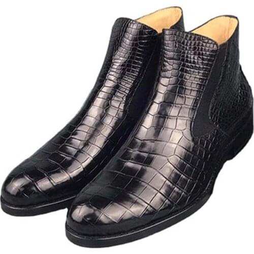 Fanzunxing New Crocodile Leather Men Boots Pure Manual Making Musiness Leisure Male Shoes