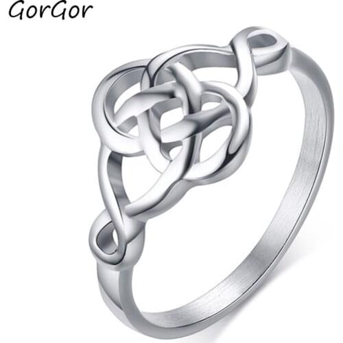 GorGor Rings Unisex High Polished Stainless Steel Pattern Ouroboros Small Simplicity Temperament Fashion Accessories RC-372