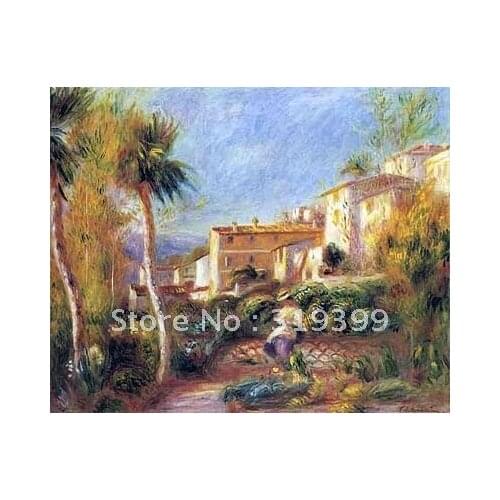Oil Painting Reproduction on linen canvas,the post office house at cagnes by pierre auguste renoir,100% handmade