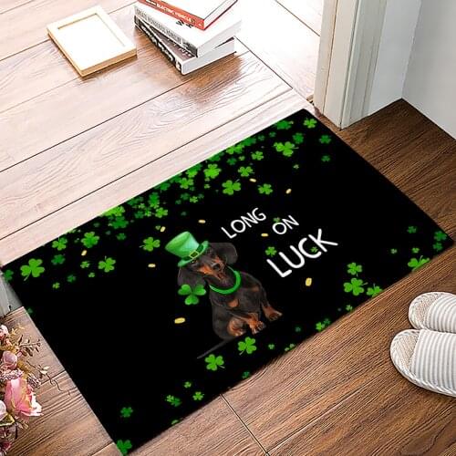 Clover Gold Coin Animal Dachshund Anti-Slip Doormat Bedroom Kitchen Mat Bathroom Rug Home Doormat for Entrance Door