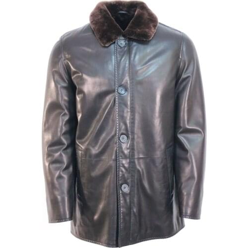 Fur Collar Genuine Leather Jacket Men Black Brown Sheepskin Coat Winter Bomber Jacket Male 2021 MODEL turkish fashion