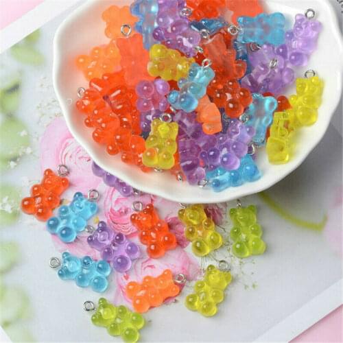 Cute Gummy Bear Pendant Charms for Necklace Bracelet Earrings Jewelry Diy Findings Resin Bears Christmas Ornaments Gifts