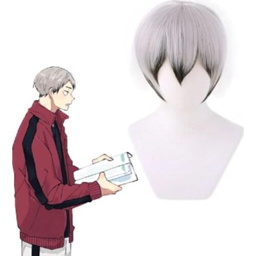 Fashion gray black short wig Cosplay costume heat-resistant synthetic hair Haikyuu Halloween party wig