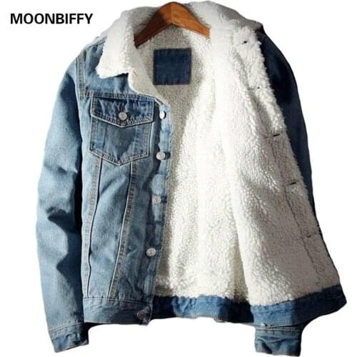 Men Jacket and Coat Trendy Warm Fleece Thick Denim Jacket 2020 Winter Fashion Mens Jean Jacket Outwear Male Cowboy Plus Size 6XL