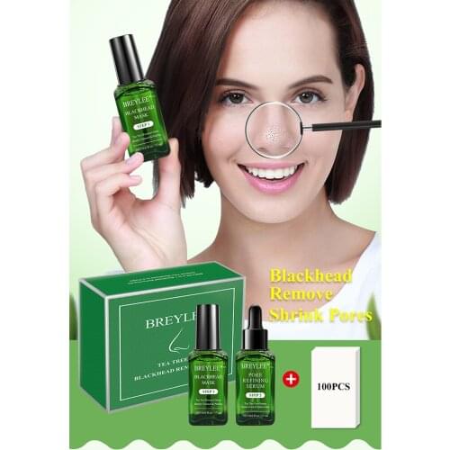 BREYLEE Black Mask Blackhead Remover Kit Peel Off 2 in 1 Blackhead Solution Kit Acne Treatment Serum Shrinks Pore Essence