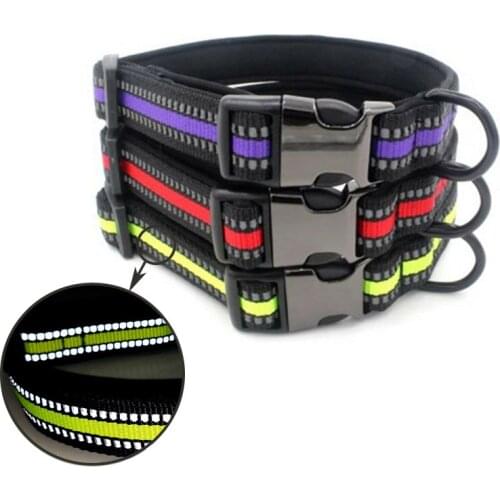 Nylon Dog Collar Reflective Night safety Pet Collar For Small Medium Large Dogs Outdoor Leads Products