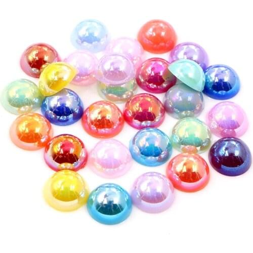 New Fashion 40pcs/Lot 12mm Mix AB Colors Flat back Resin Cabochons Cameo G5-37