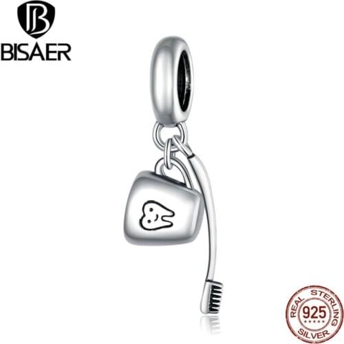 2020 New Arrival 100% 925 Sterling Silver Toothbrush & CupBeads Fit Charms Bracelet & Bangle Silver Jewelry ECC1597