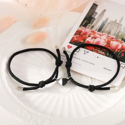 New Couples Yin Yang Magnet Attractive Bracelet for Women and Men Black Adjustable Lucky Bracelet Jewelry Gifts for Lovers