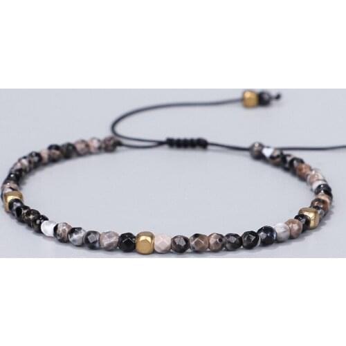 New Style Bracelet 3MM Cut Stone pulseras Handmade Braided Cut Corner Copper Beads Creative Rope Armband
