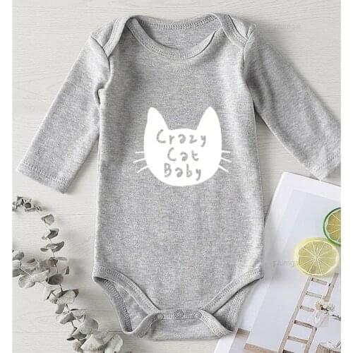 New Born Baby Girl Clothes Winter Jumpsuit for Babies Printing Crazy Cat Toddler Girl Clothes Infant Autumn Bodysuit