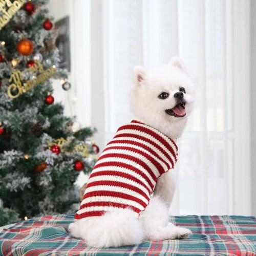 Dogs clothes pets dog cat sweater pet clothes striped elderly elk small and medium-sized dog fight pet clothes