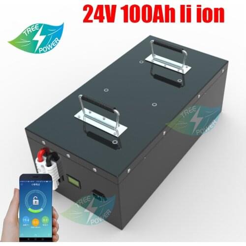 Rechargeable Lithium 24v 100ah li ion battery with pcb BMS for golf cart/solar system/truck/sea scooter+10A charger