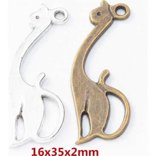35 pieces of retro metal zinc alloy cat Pendant for DIY handmade jewelry necklace making 8189